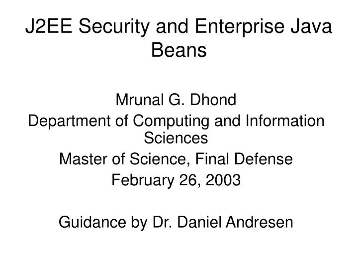 j2ee security and enterprise java beans