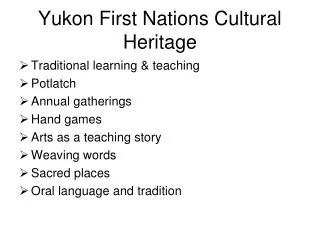 Yukon First Nations Cultural Heritage