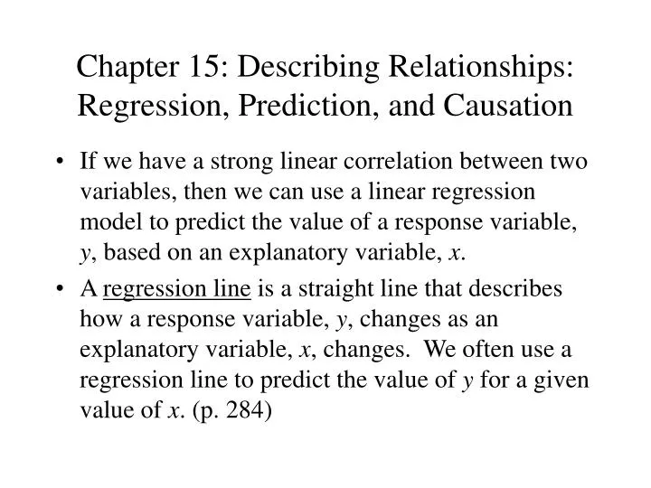 chapter 15 describing relationships regression prediction and causation