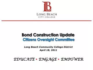 Bond Construction Update Citizens Oversight Committee
