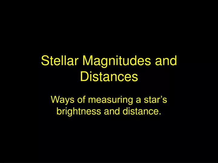stellar magnitudes and distances