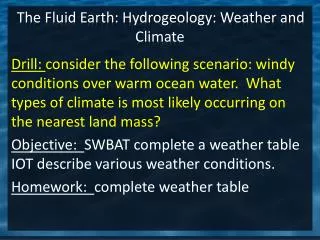 The Fluid Earth: Hydrogeology: Weather and Climate