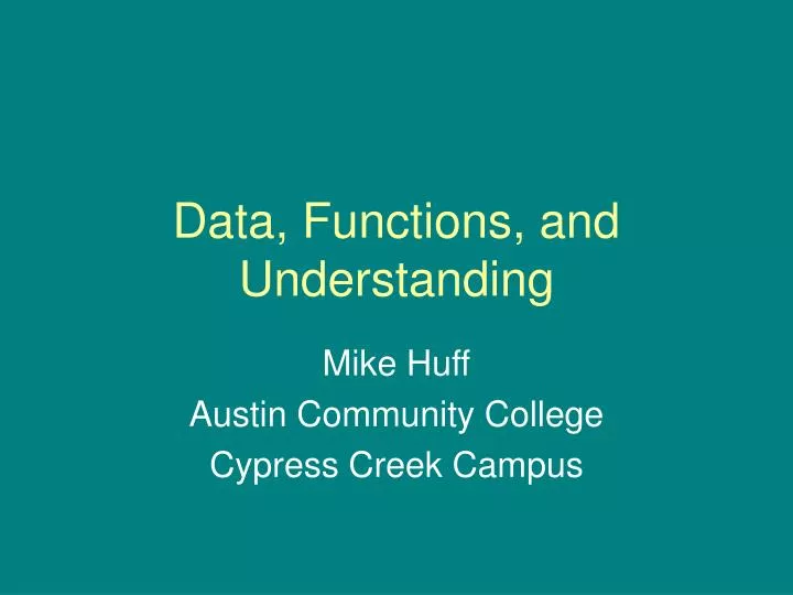 data functions and understanding