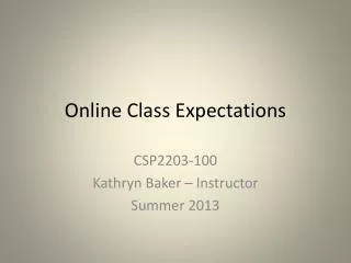 Online Class Expectations