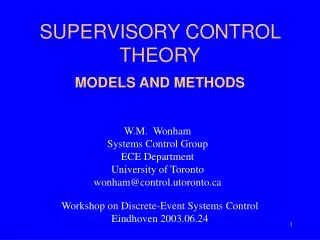 SUPERVISORY CONTROL THEORY