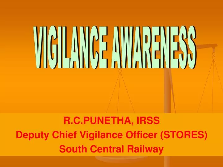 r c punetha irss deputy chief vigilance officer stores south central railway