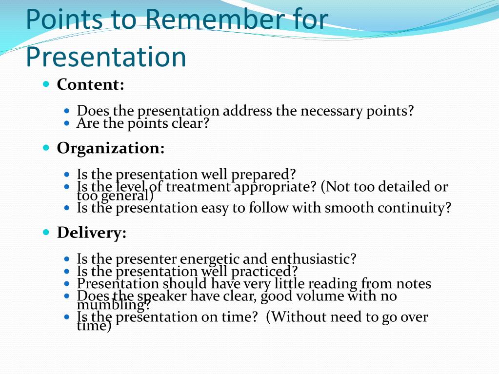 PPT - Points to Remember for Presentation PowerPoint Presentation, free ...
