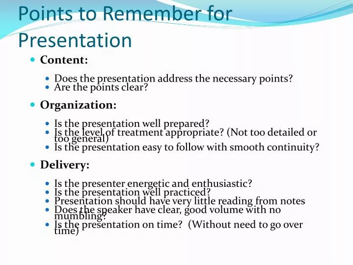 points to remember for presentation
