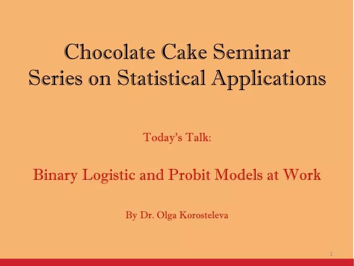 chocolate cake seminar series on statistical applications