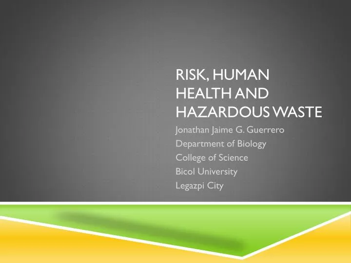 risk human health and hazardous waste