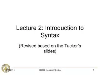Lecture 2: Introduction to Syntax