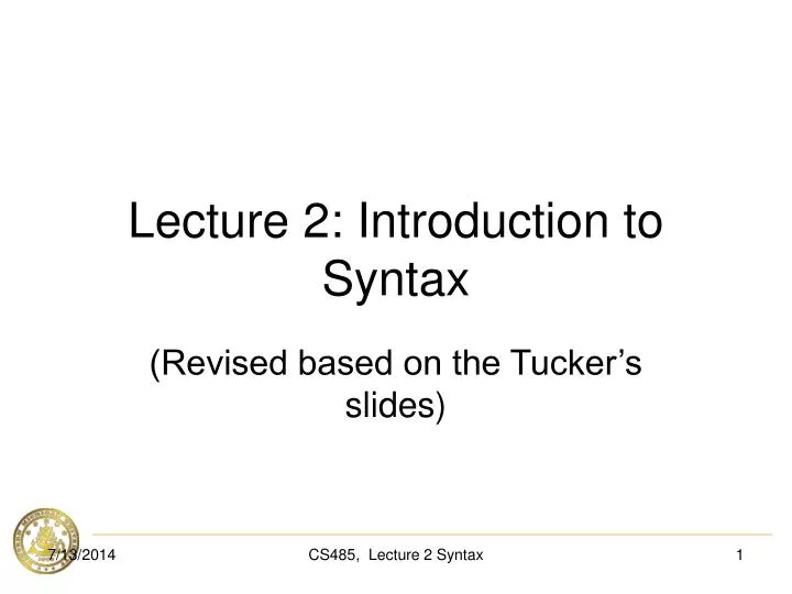 lecture 2 introduction to syntax