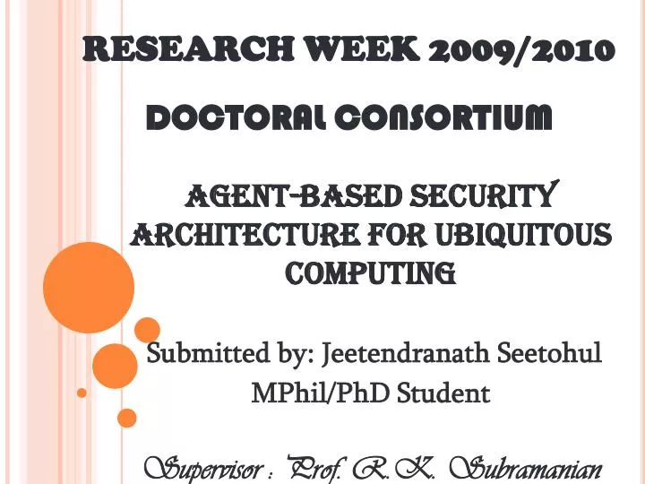 research week 2009 2010 doctoral consortium