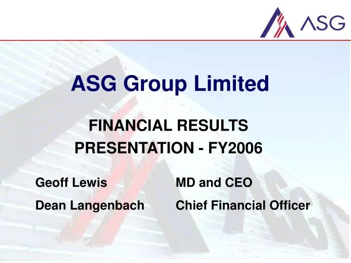 financial results presentation fy2006