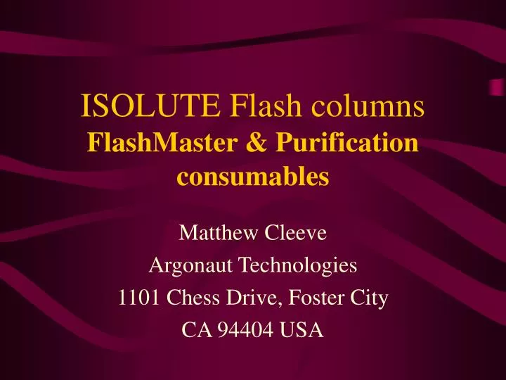 isolute flash columns flashmaster purification consumables