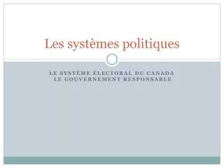 les syst mes politiques