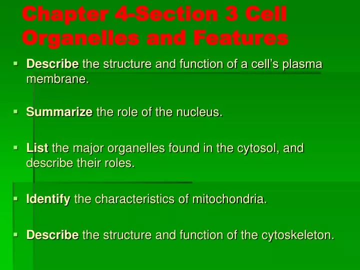 chapter 4 section 3 cell organelles and features