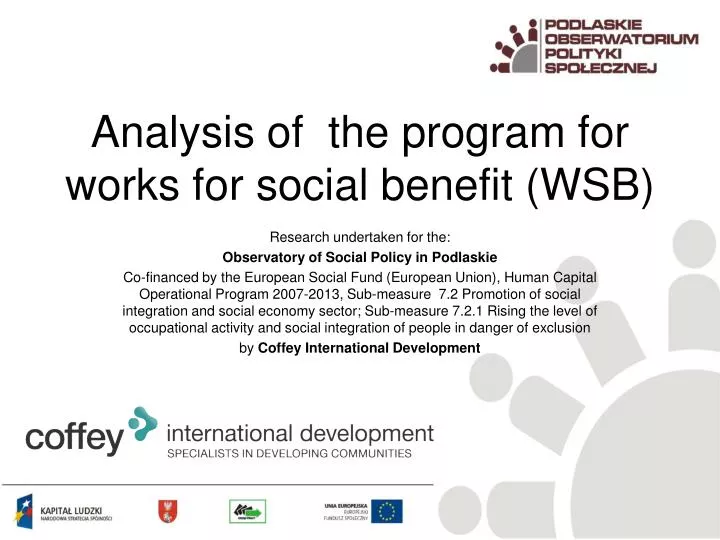 ana lysis of the program for works for social benefit wsb