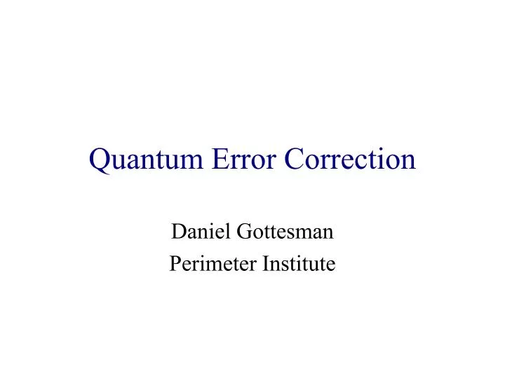 quantum error correction