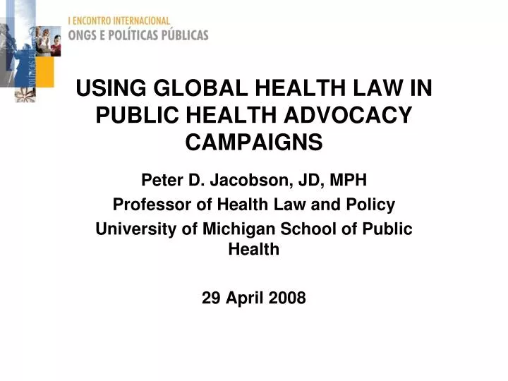 using global health law in public health advocacy campaigns