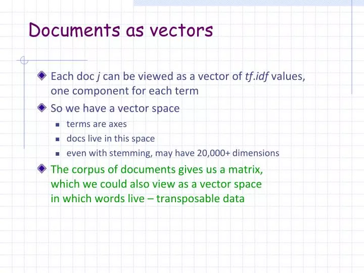 documents as vectors