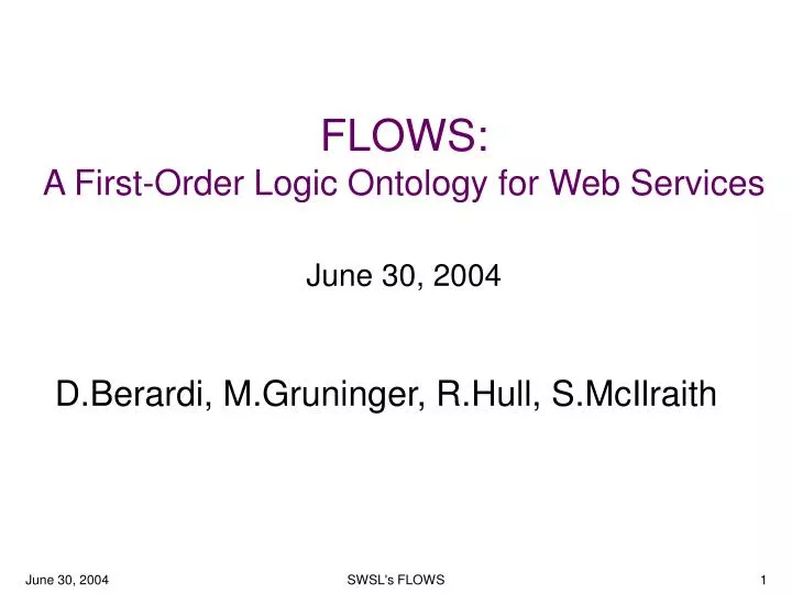flows a first order logic ontology for web services june 30 2004