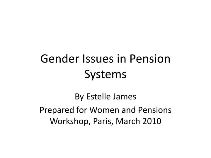 gender issues in pension systems