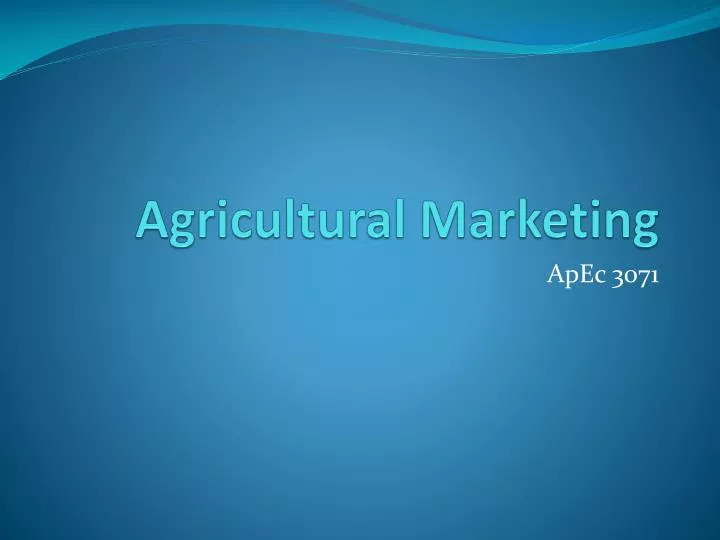 agricultural marketing