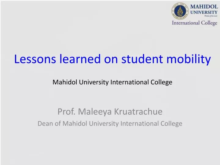 lessons learned on student mobility mahidol university international college