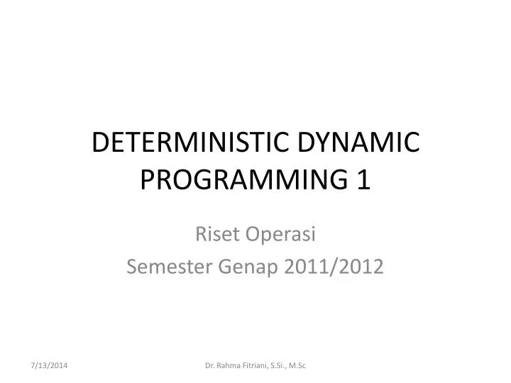 deterministic dynamic programming 1