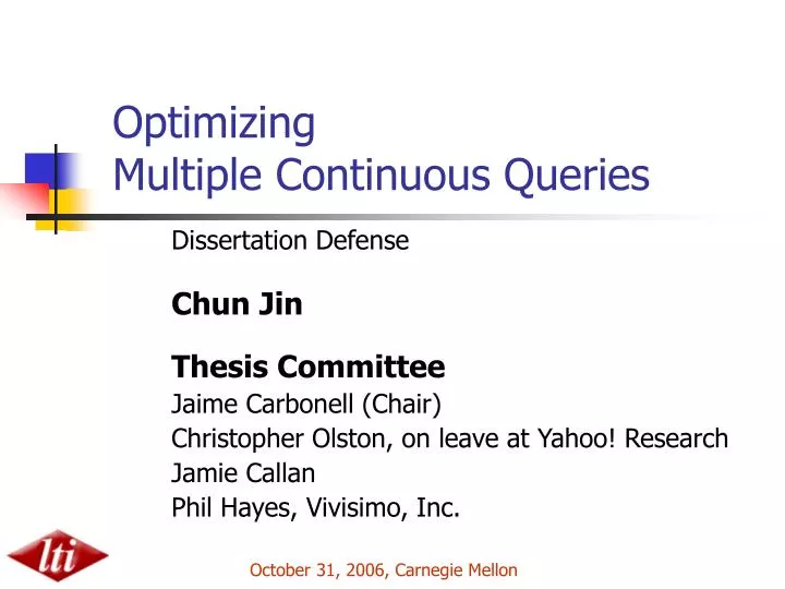 optimizing multiple continuous queries