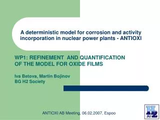 A deterministic model for corrosion and activity incorporation in nuclear power plants - ANTIOXI