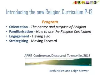 Introducing the new Religion Curriculum P-12