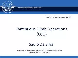 Continuous Climb Operations ( CCO) Saulo Da Silva