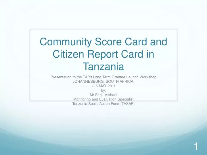 community score card and citizen report card in tanzania
