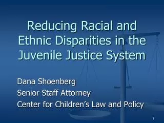 Reducing Racial and Ethnic Disparities in the Juvenile Justice System