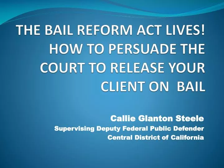 the bail reform act lives how to persuade the court to release your client on bail