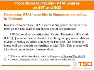 Procedures for trading DTAC shares on SET and SGX