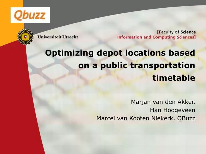 optimizing depot locations based on a public transportation timetable