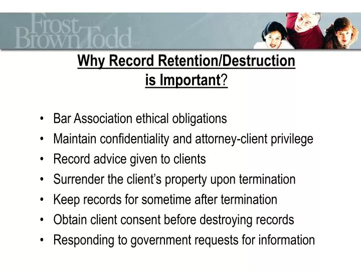 why record retention destruction is important