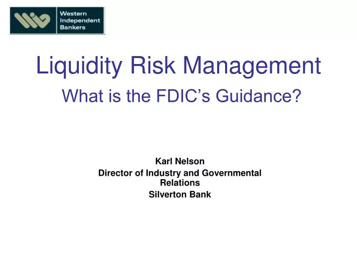 liquidity risk management what is the fdic s guidance