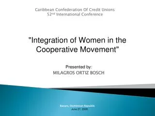 &quot;Integration of Women in the Cooperative Movement&quot;