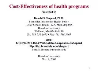 Cost-Effectiveness of health programs