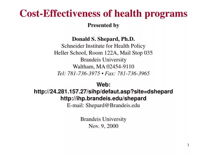 cost effectiveness of health programs