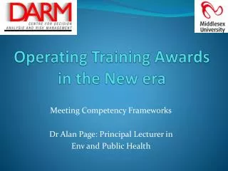 Operating Training Awards in the New era