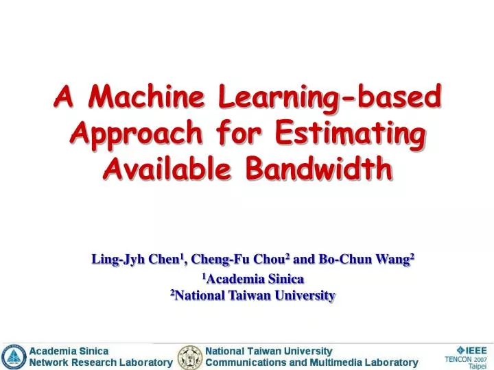 a machine learning based approach for estimating available bandwidth