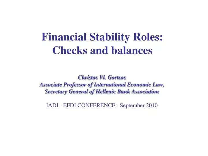 financial stability roles checks and balances