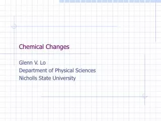 Chemical Changes