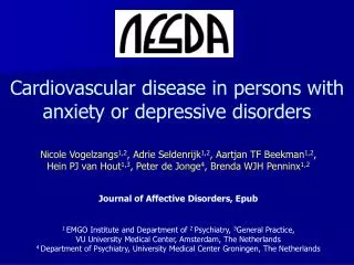 Cardiovascular disease in persons with anxiety or depressive disorders