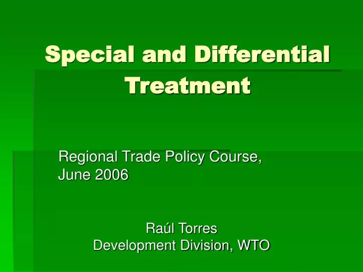 special and differential treatment